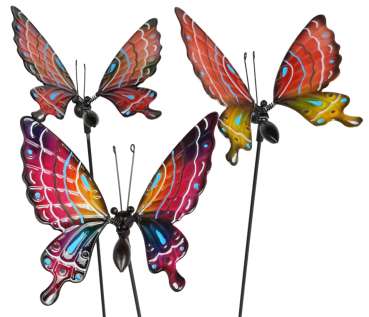 3er Set Farbenfrohe Gartenstecker Schmetterlinge Apollo ca. 55 cm - Gartendekoration